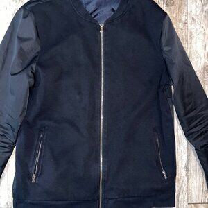 ZARA Men’s Navy Blue Jacket Zip Front Moto Bomber Style Size M